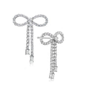 14K White Gold Diamond Bow Earrings